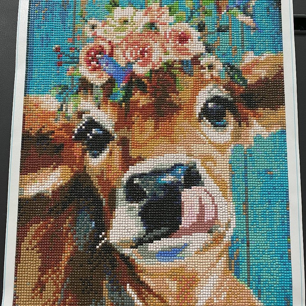 Cow with Flowers Diamond Painting Finished. New.